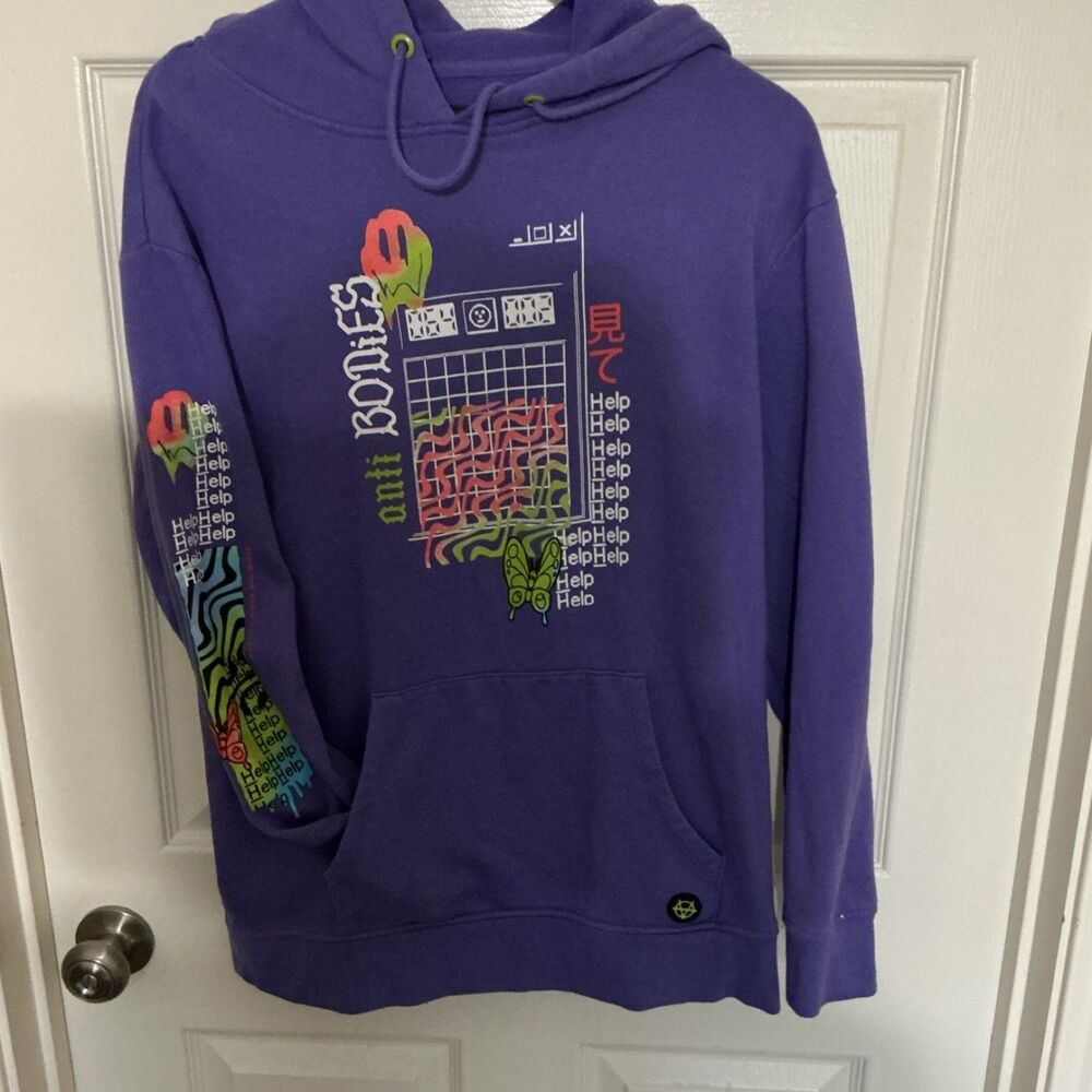 Vitriol Graphic Print Pullover Hoodie Purple Men's Size S Long Sleeve